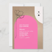 Invitation Monogramme Mariage floral Arche rose (Devant)