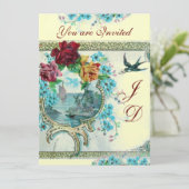 INVITATION MONOGRAMME MARIAGE FLORAL BLANC ROMANTIQUE (Debout devant)