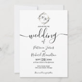 Invitation Monogramme Mariage Floral Moderne Calligraphie (Devant)