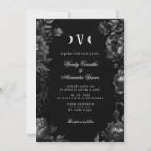 Invitation Monogramme Mariage gothique classique Lune noire P (Devant)