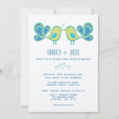 Invitation Monogramme Mariage Inséparable Peacock moderne (Devant)