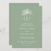 Invitation Monogramme Mariage Logo Palm Tree (Devant / Derrière)