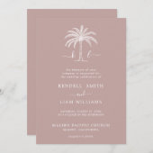 Invitation Monogramme Mariage Logo Palm Tree (Devant / Derrière)
