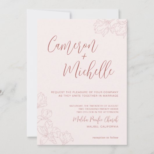 Invitation Monogramme Mariage Logo Palm Tree (Devant)