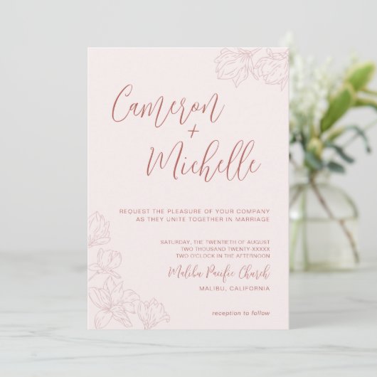 Invitation Monogramme Mariage Logo Palm Tree (Debout devant)