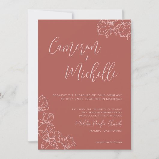 Invitation Monogramme Mariage Logo Palm Tree (Devant)