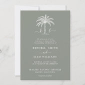Invitation Monogramme Mariage Logo Palm Tree (Devant)