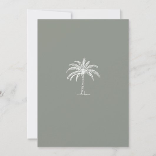 Invitation Monogramme Mariage Logo Palm Tree (Dos)