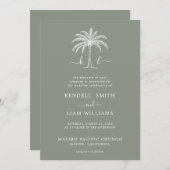 Invitation Monogramme Mariage Logo Palm Tree (Devant / Derrière)