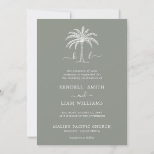 Invitation Monogramme Mariage Logo Palm Tree