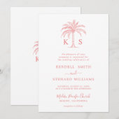 Invitation Monogramme Mariage Logo Palm Tree (Devant / Derrière)