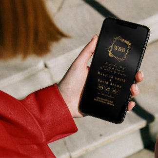 Invitation Monogramme mariage minimaliste Or simple élégant