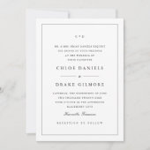 Invitation Monogramme Mariage noir et blanc simple (Devant)