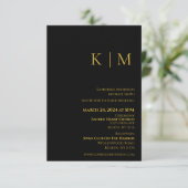 Invitation Monogramme-Mariage noir et or-noir (Debout devant)