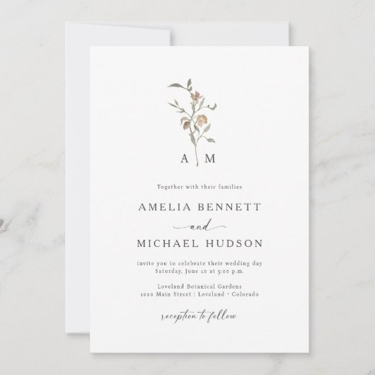 Invitation Monogramme Mariage rustique (Devant)