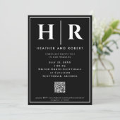 Invitation Monogramme mariage Simple Classic Minimal QR Code (Debout devant)