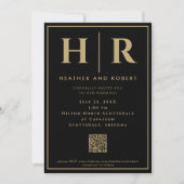Invitation Monogramme mariage Simple Classic Minimal QR Code (Devant)