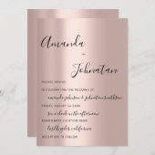 Invitation Monogramme mariage simple Rose Or (Devant / Derrière)
