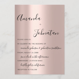 Invitation Monogramme mariage simple Rose Or