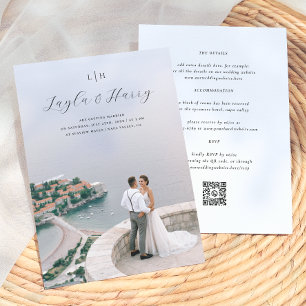 Invitation Monogramme mariage Tout en un code QR photo