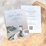 Invitation Monogramme mariage | Tout en un code QR photo<br><div class="desc">Cette conception simple et élégante d'invitation de mariage comprend une photo à fond de votre choix. La superposition de texte commence par vos deux initiales, suivies de vos noms en lettres chic. Ci-dessous, votre date et le lieu sont imprimés en typographie serif classique. Les cartes retournent aux détails de l'événement,...</div>