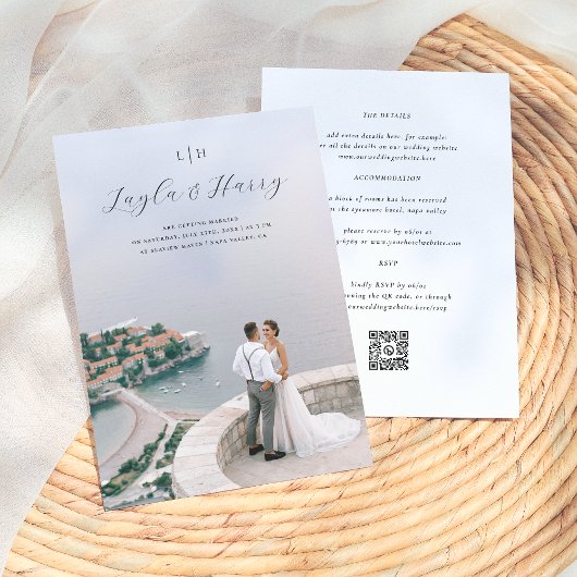 Invitation Monogramme mariage | Tout en un code QR photo