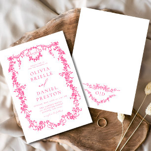 Invitation Monogramme Mariage victorien rose chaud