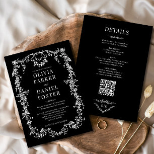 Invitation Monogramme Mariage victorien tout en noir