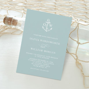 Invitation Monogramme marine Ancre Mariage minimal