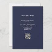 Invitation Monogramme Marine Bleu Et Or Code QR Mariage (Dos)