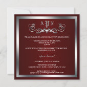 Invitation Monogramme Maroon Silver - pleine page - Diplôme p (Dos)