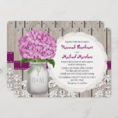 Invitation Monogramme Mason Jar Plum Hydrangea Mariage (Devant / Derrière)