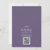 Invitation Monogramme mauve de prune feuille minimale Mariage (Dos)