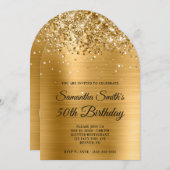 Invitation Monogramme métal doré de la Glitterie 50e annivers (Devant / Derrière)