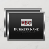 Invitation Monogramme Métal moderne encadré (Devant / Derrière)