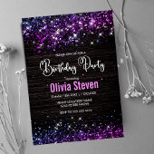 Invitation Monogramme mignon noir de fausse parties scintilla