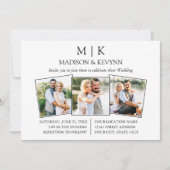 Invitation Monogramme minimal 3 photo Code QR Mariage (Devant)