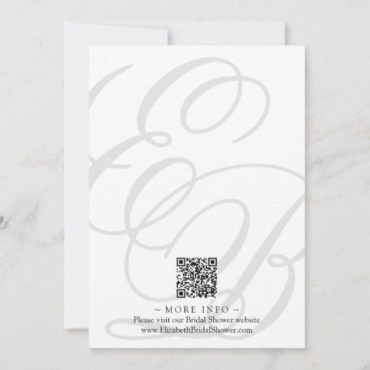 Invitation Monogramme minimal avec Fête des mariées de code Q (Dos)