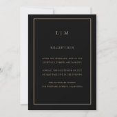 Invitation Monogramme minimal d'or noir Simple mariage élégan (Devant)