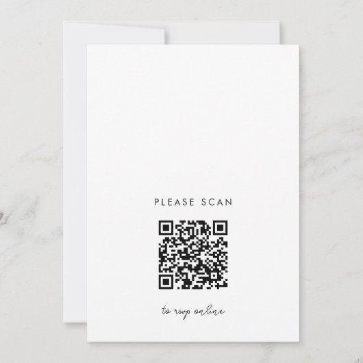 Invitation Monogramme minimal noir et blanc Mariage de code Q (Dos)
