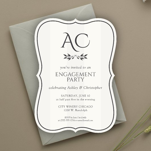 Invitation Monogramme minimaliste Blancs
