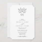 Invitation Monogramme minimaliste botanique rustique Mariage (Devant)