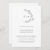 Invitation Monogramme minimaliste de couronne simple Mariage  (Devant / Derrière)