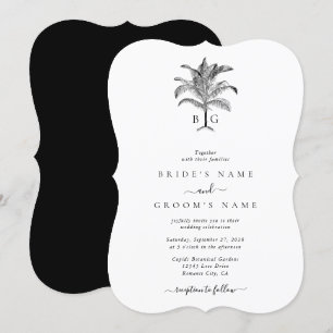 Invitation Monogramme minimaliste de palmier tropical Mariage