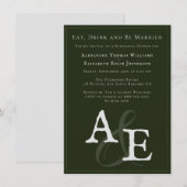 Invitation Monogramme minimaliste Emerald Green (Devant / Derrière)