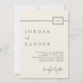 Invitation Monogramme minimaliste ivoire moderne Mariage QR C (Devant)
