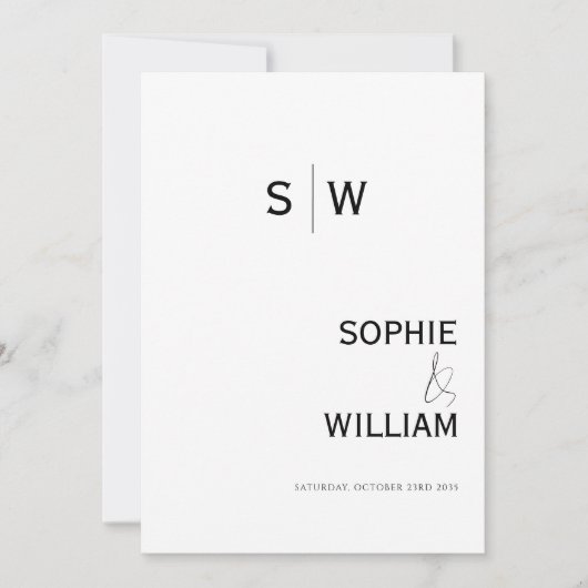 Invitation Monogramme minimaliste Mariage (Devant)