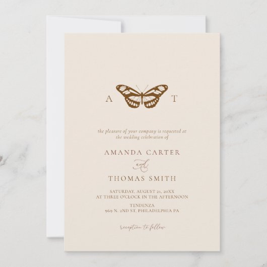 Invitation Monogramme minimaliste Mariage chic (Devant)