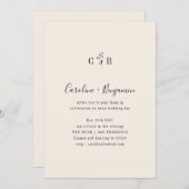 Invitation Monogramme minimaliste Mariage de crème d'ivoire f (Devant / Derrière)