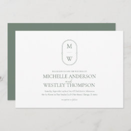 Invitation Monogramme minimaliste Mariage vert